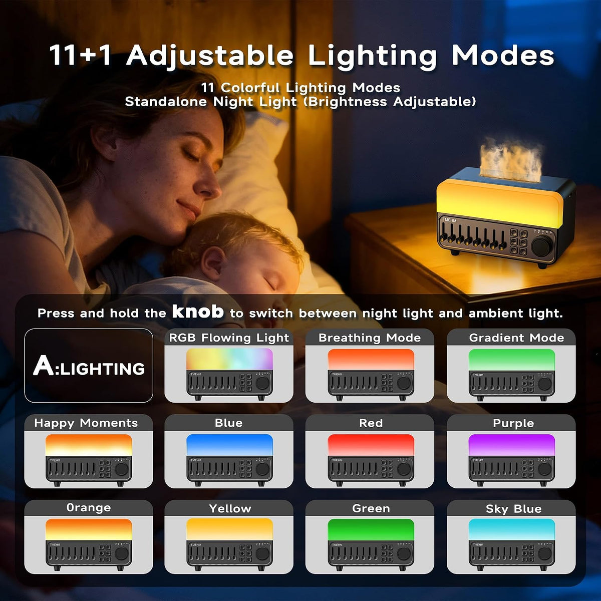 4-in-1 White Noise Machine and Flame Aroma Diffuser