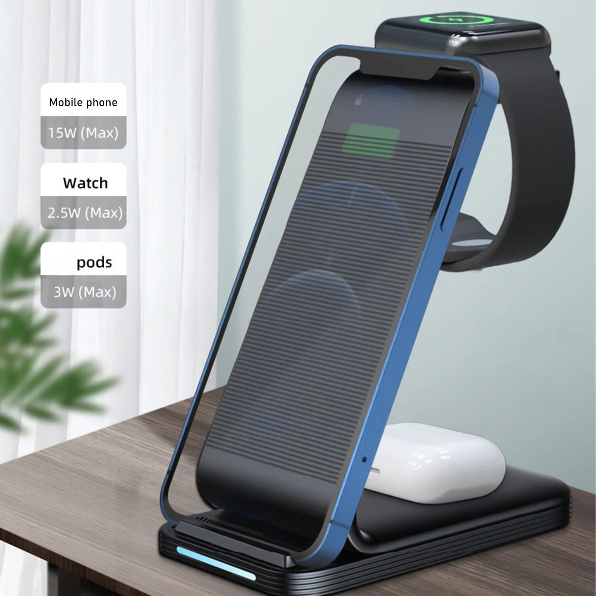 Wireless Charging Station for Multiple Devices - Magnetic Fast Charger Stand for Phone and Watch