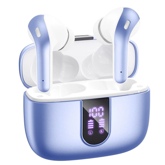 VEATOOL True Wireless Bluetooth Earbuds with 65-Hour Playback, Power Display, Wireless Charging Case, IPX7 Waterproof Rating, and Built-in Microphone for TV, Smartphone, Computer, and Laptop