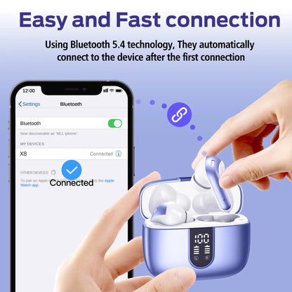 VEATOOL True Wireless Bluetooth Earbuds with 65-Hour Playback, Power Display, Wireless Charging Case, IPX7 Waterproof Rating, and Built-in Microphone for TV, Smartphone, Computer, and Laptop